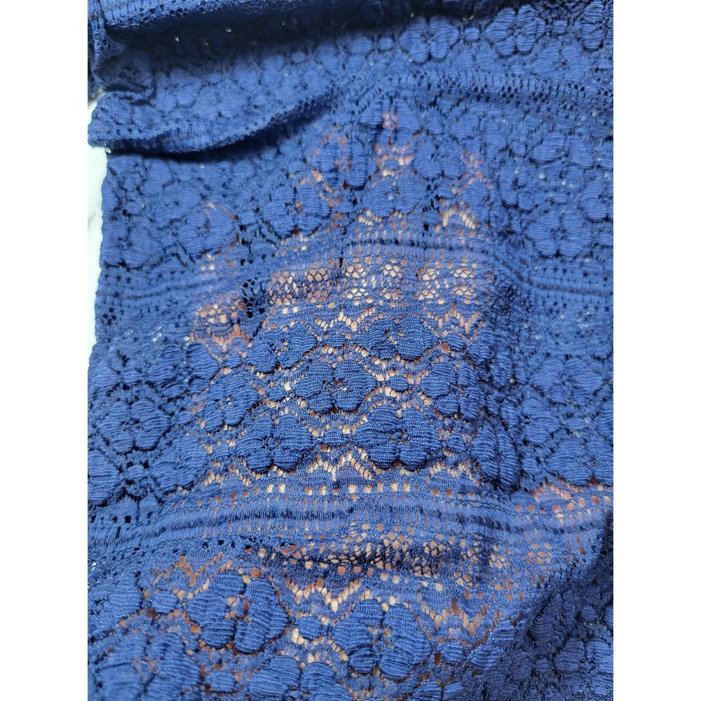 American Eagle Outfitters Womens Navy Blue Floral Lace Short Sleeve Top Size XS - Picture 6 of 9